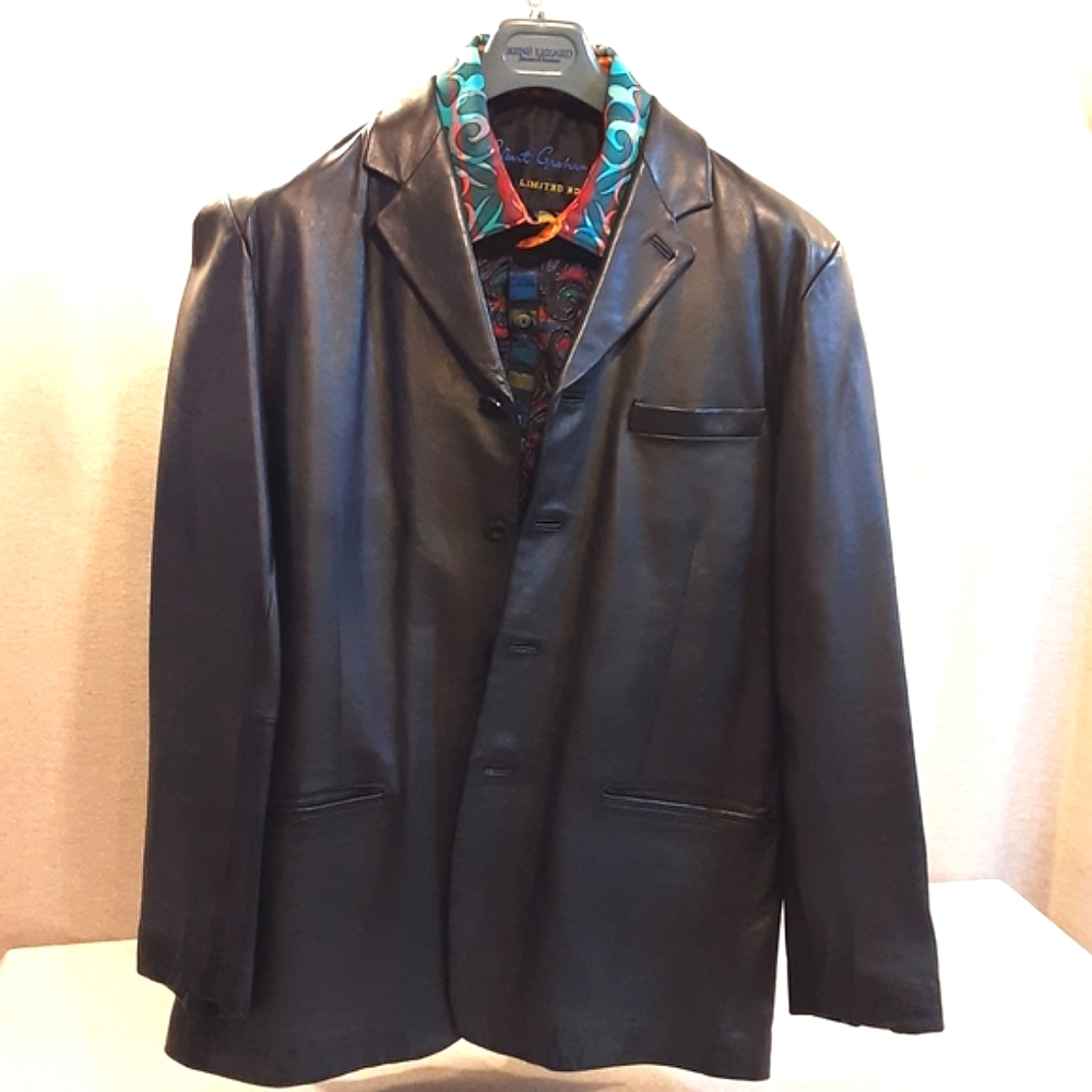 Reaction Kenneth Cole Leather Jacket Blazer XL
